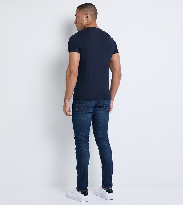 Tommy Hilfiger  T-Shirts - Blue Round Neck T-Shirts