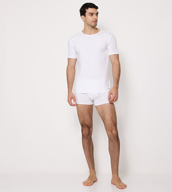 Tommy Hilfiger  T-Shirts - White Round Neck T-Shirts