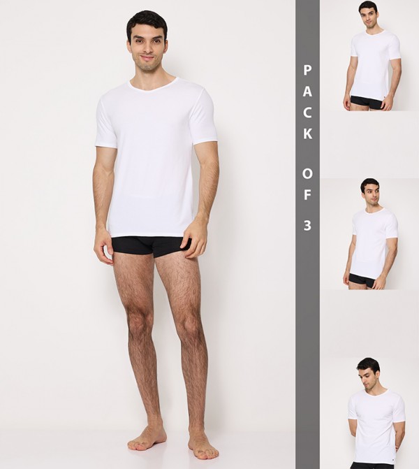 Tommy Hilfiger  T-Shirts - White Round Neck T-Shirts