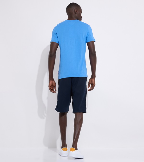 تومي هيلفيغر  - أزرق Round Neck T-Shirts