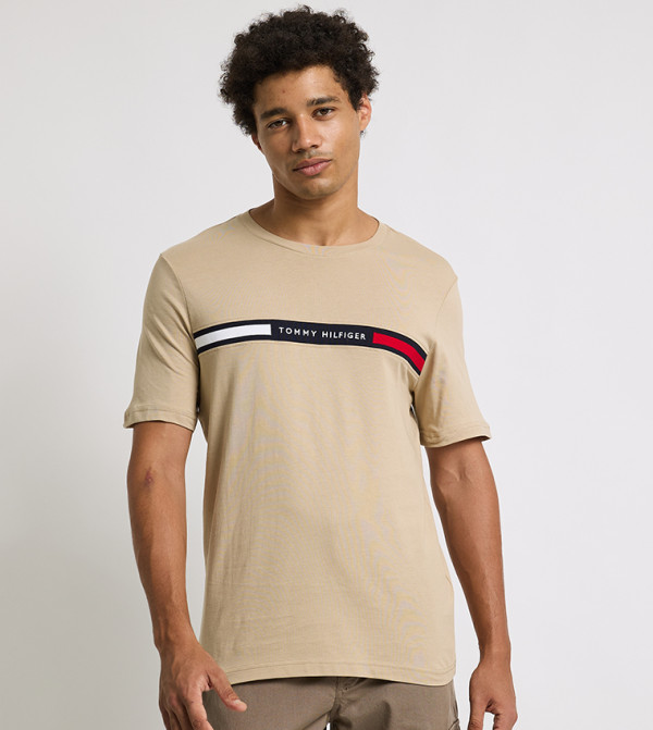 Tommy Hilfiger  Clothing - Khaki Round Neck T-Shirts