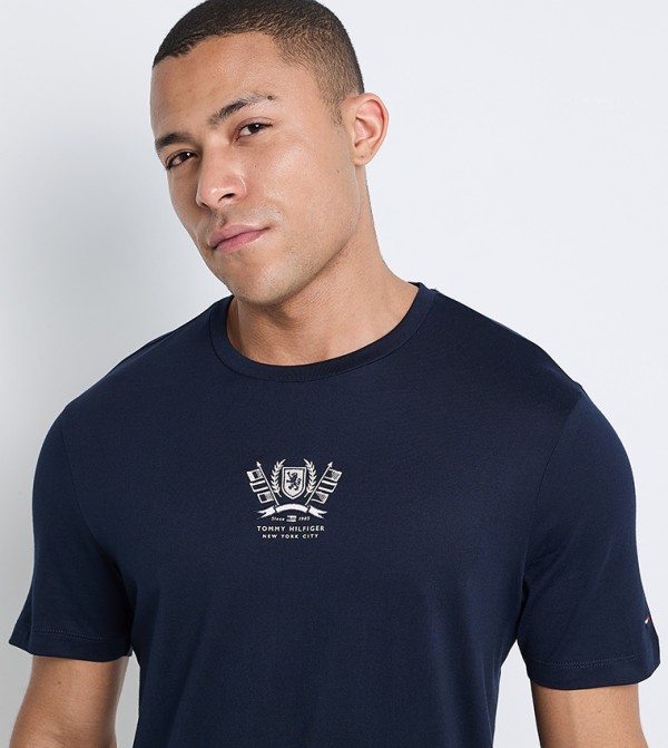 Tommy Hilfiger  Clothing - Navy Round Neck T-Shirts
