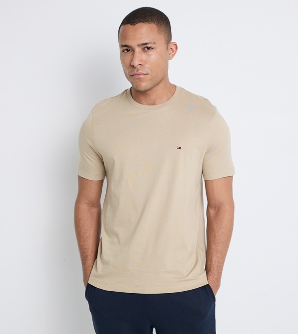 Tommy Hilfiger  aetopseller - Khaki Round Neck T-Shirts