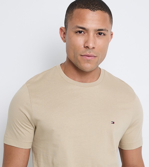 Tommy Hilfiger  aetopseller - Khaki Round Neck T-Shirts