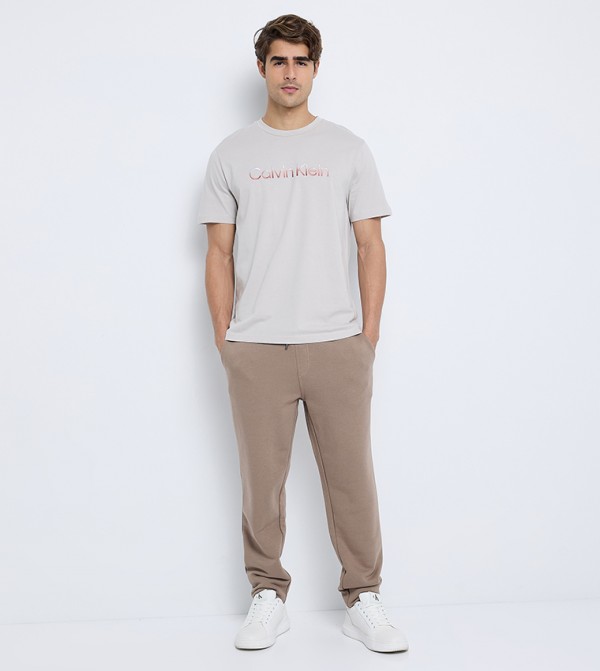 كالفين كلاين كالفين كلاين - رمادي Round Neck T-Shirts