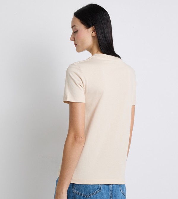 Calvin Klein Jeans  T-Shirts - Beige Casual T-Shirts