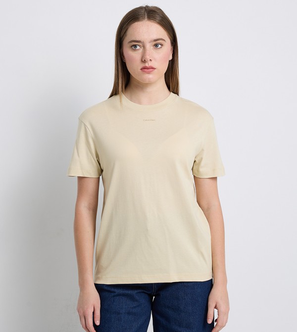 Calvin Klein  T-Shirts - Beige Short Sleeve T-Shirts