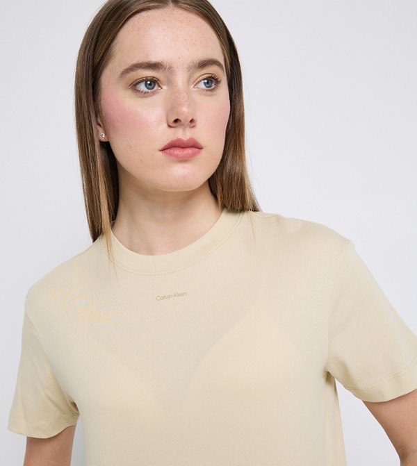 Calvin Klein  T-Shirts - Beige Short Sleeve T-Shirts