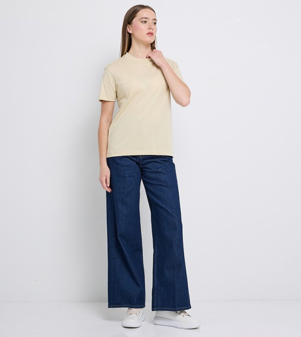 Calvin Klein  T-Shirts - Beige Short Sleeve T-Shirts