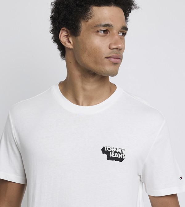 Tommy Hilfiger Round Neck T-Shirts - White Round Neck T-Shirts