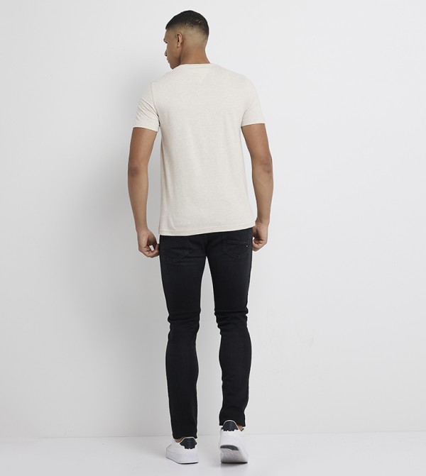 Tommy Hilfiger Round Neck T-Shirts - Beige Casual T-Shirts