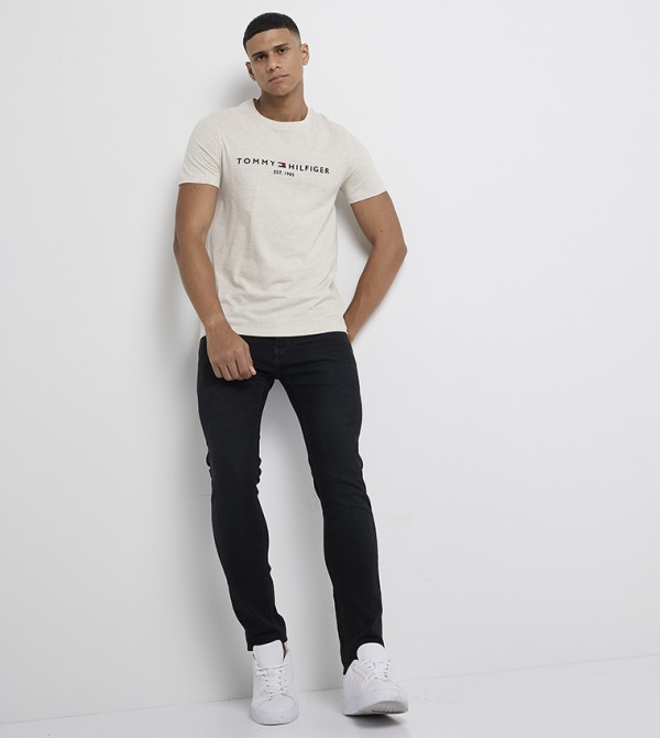 Tommy Hilfiger Round Neck T-Shirts - Beige Casual T-Shirts