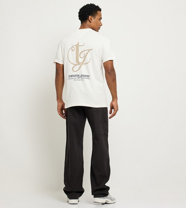 تومي جينز تومي جينز - أبيض Round Neck T-Shirts