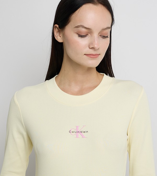 Calvin Klein Jeans Long Sleeve T-Shirts - Yellow Long Sleeve T-Shirts