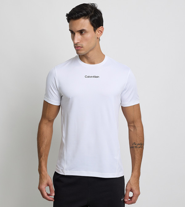 كالفين كلاين كالفين كلاين - أبيض Round Neck T-Shirts