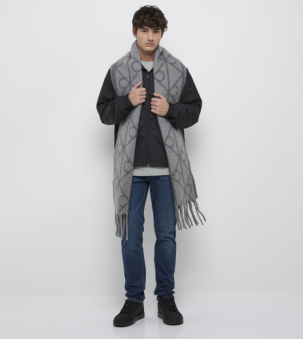 Calvin Klein  Scarves - Grey Woollen Scarves
