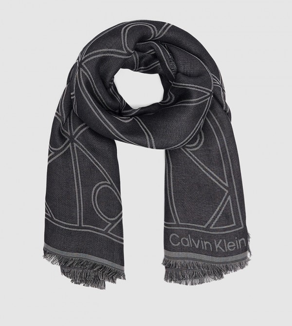 كالفين كلاين  أوشحة - رمادي Knitted Scarves