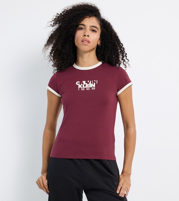 Calvin Klein Jeans Clothing - Maroon Short Sleeve T-Shirts