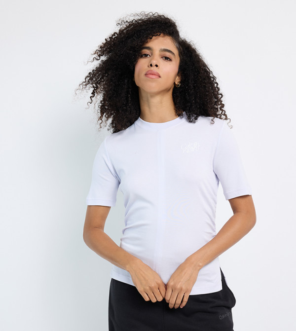 Calvin Klein Jeans  Clothing - Lavender Short Sleeve T-Shirts