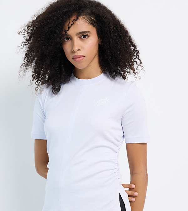 Calvin Klein Jeans  Clothing - Lavender Short Sleeve T-Shirts