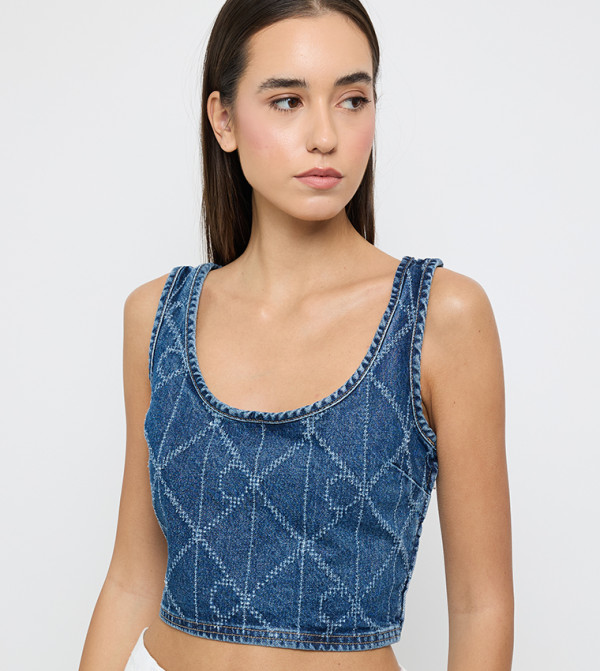 كالفين كلاين كالفين كلاين - أزرق Cropped Tops