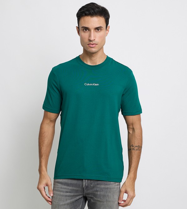 Calvin Klein T-Shirts & Vests - Green Round Neck T-Shirts