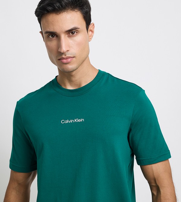 Calvin Klein T-Shirts & Vests - Green Round Neck T-Shirts