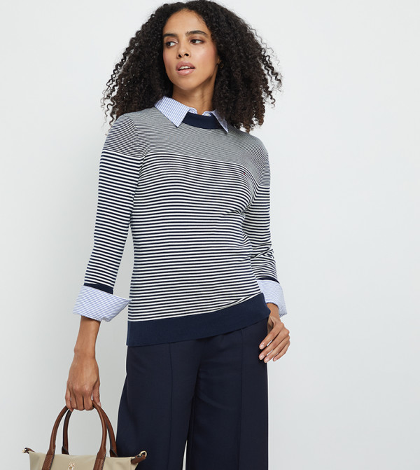 تومي هيلفيغر  سترات - كحلي Round Neck Sweaters