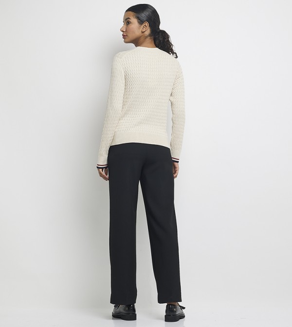 تومي هيلفيغر  سترات - بيج Round Neck Sweaters