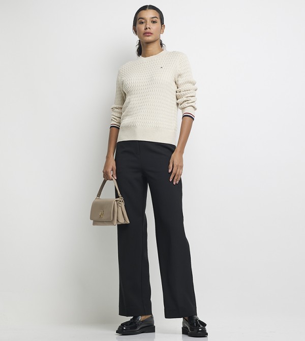 تومي هيلفيغر  سترات - بيج Round Neck Sweaters