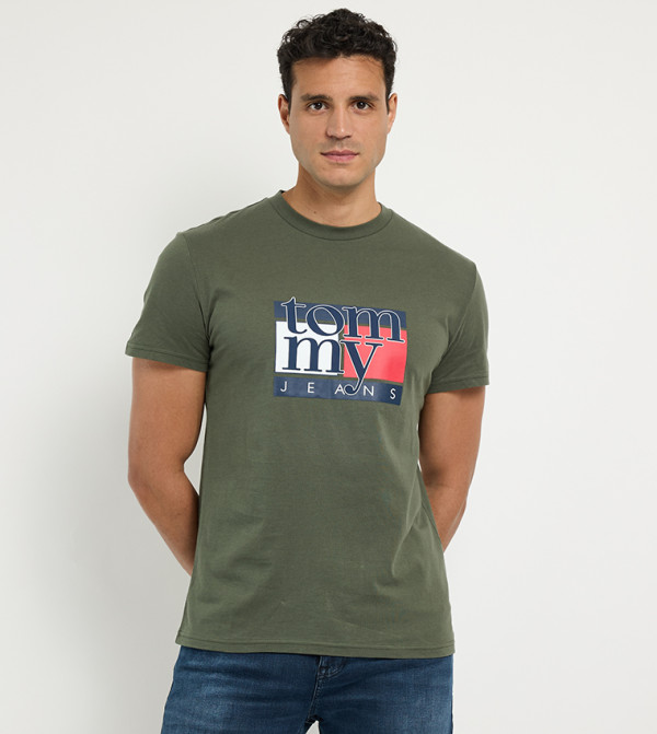 Tommy Hilfiger  Clothing - Green Round Neck T-Shirts