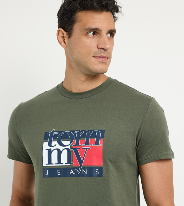 Tommy Hilfiger  Clothing - Green Round Neck T-Shirts