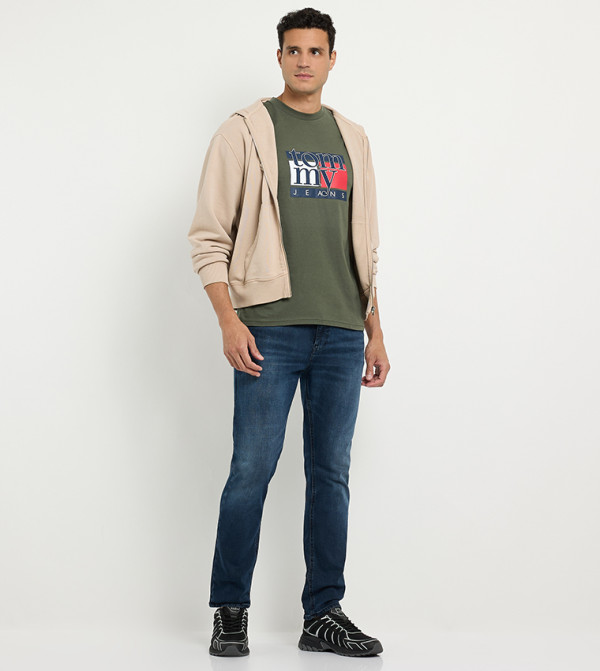 Tommy Hilfiger  Clothing - Green Round Neck T-Shirts