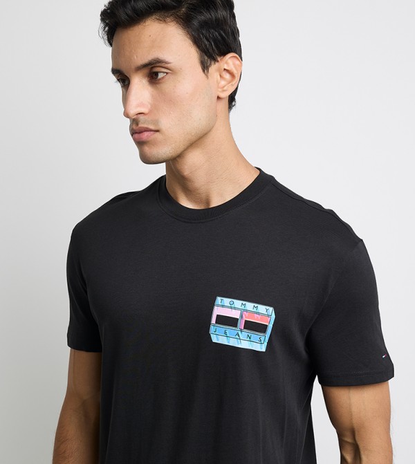 Tommy Jeans TOMMY JEANS - Black Round Neck T-Shirts