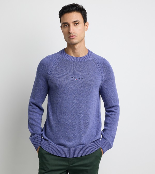 تومي جينز  سترات و كارديغانات  - أزرق Round Neck Sweaters