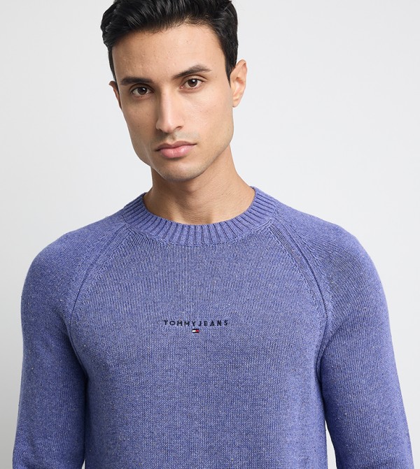 تومي جينز  سترات و كارديغانات  - أزرق Round Neck Sweaters