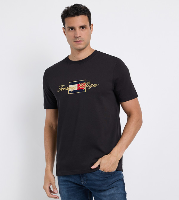 Tommy Hilfiger  Clothing - Black Round Neck T-Shirts