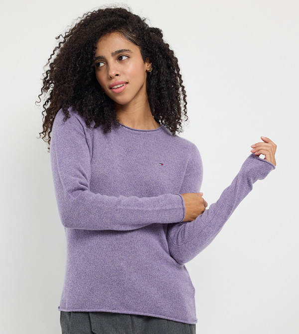 تومي هيلفيغر  سترات - بنفسجي  Round Neck Sweaters