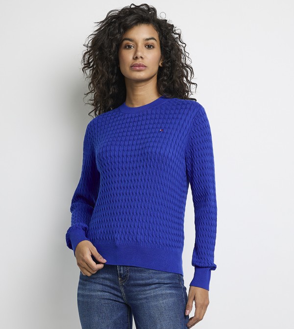 تومي هيلفيغر  سترات - أزرق Round Neck Sweaters