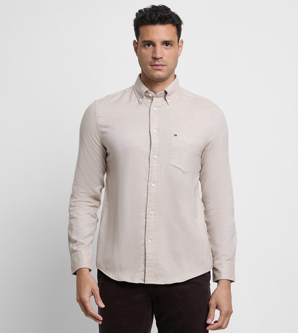 تومي هيلفيغر  قمصان - بيج Long Sleeves