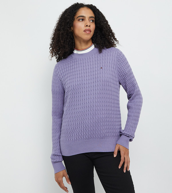 Tommy Hilfiger Tommy Hilfiger - Lavender Round Neck Sweaters