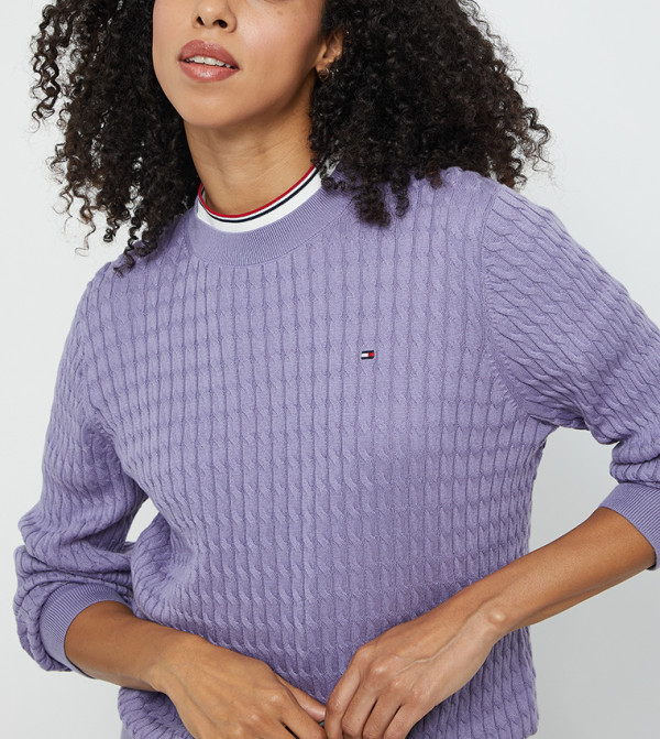 Tommy Hilfiger Tommy Hilfiger - Lavender Round Neck Sweaters