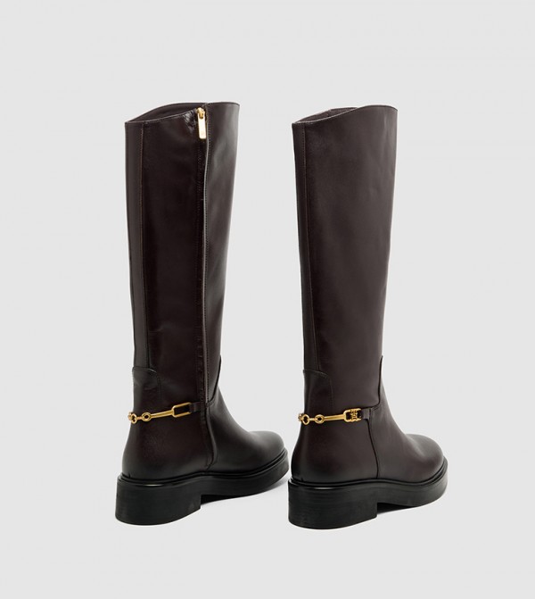 تومي هيلفيغر أبوات - بني Knee length Boots