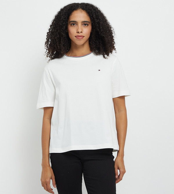 Tommy Hilfiger  T-Shirts - Ecru Short Sleeve T-Shirts