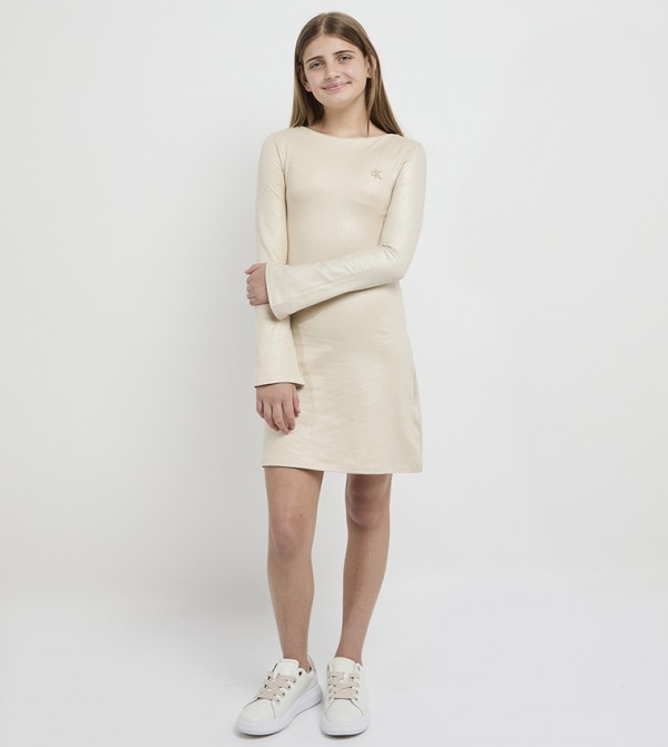 كالفن كلاين جينز فساتين - كريمي فستان كاجوال