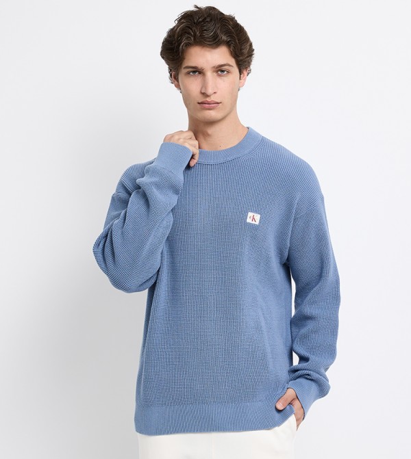 Calvin Klein Jeans  Clothing - Blue Round Neck Sweaters