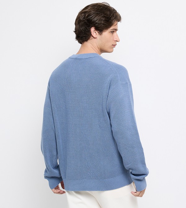 Calvin Klein Jeans  Clothing - Blue Round Neck Sweaters