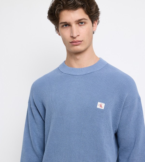 Calvin Klein Jeans  Clothing - Blue Round Neck Sweaters
