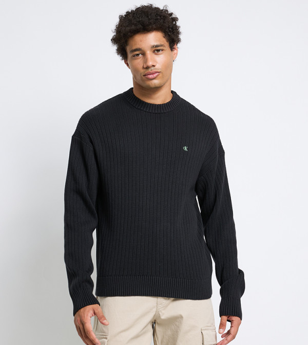 Calvin Klein Jeans Clothing - Black Round Neck Sweaters