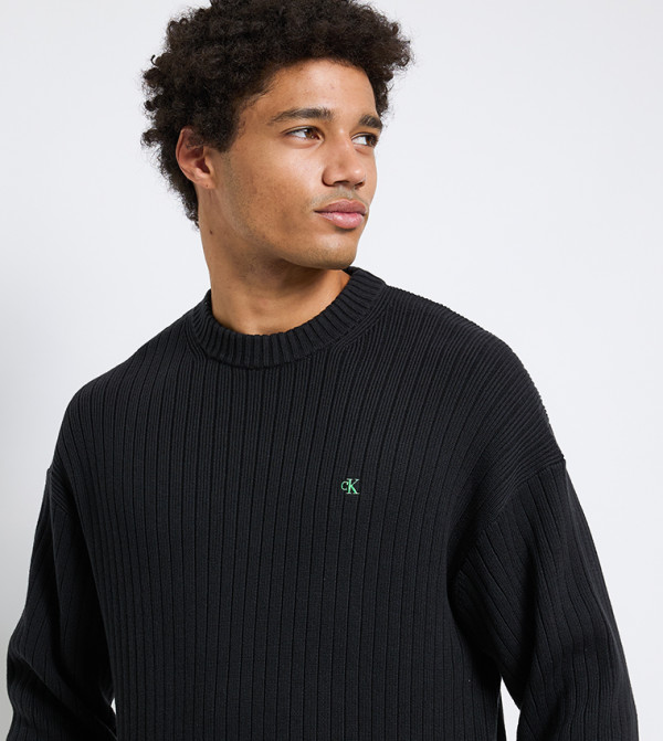 Calvin Klein Jeans Clothing - Black Round Neck Sweaters